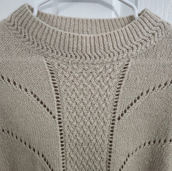 Chelsea & Violet wool mohair blend peek through eyelit knit sweater stretch LG - Picture 12 of 13